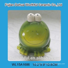 Ceramic Cute Green Grug Design Piggy Bank